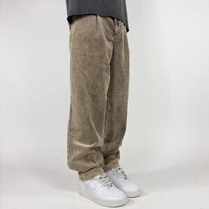 Vintage Cotton Dark Tan Stonewashed Baggy Corduroy Pants